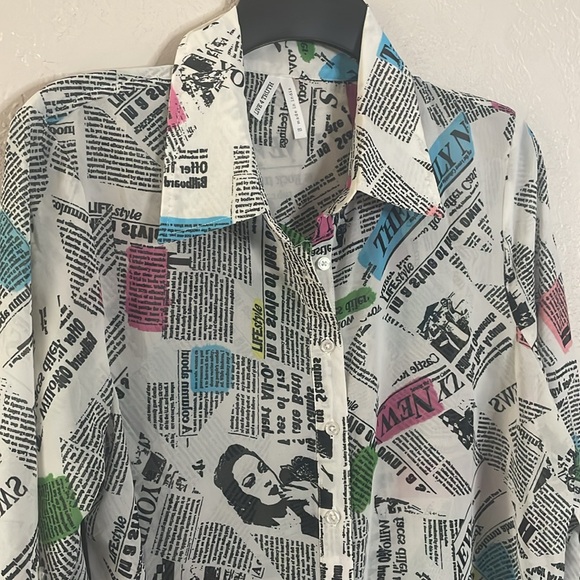 Live 4 Truth sheer news print tunic blouse or dress - Picture 3 of 8